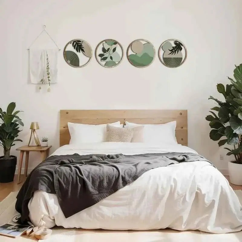 4 Bohemian Wall Art Set - Wooden Bohemian Decor,Geometric Hanging Artwork,Suitable for baby room,Farmhouse Aesthetic Minimalist