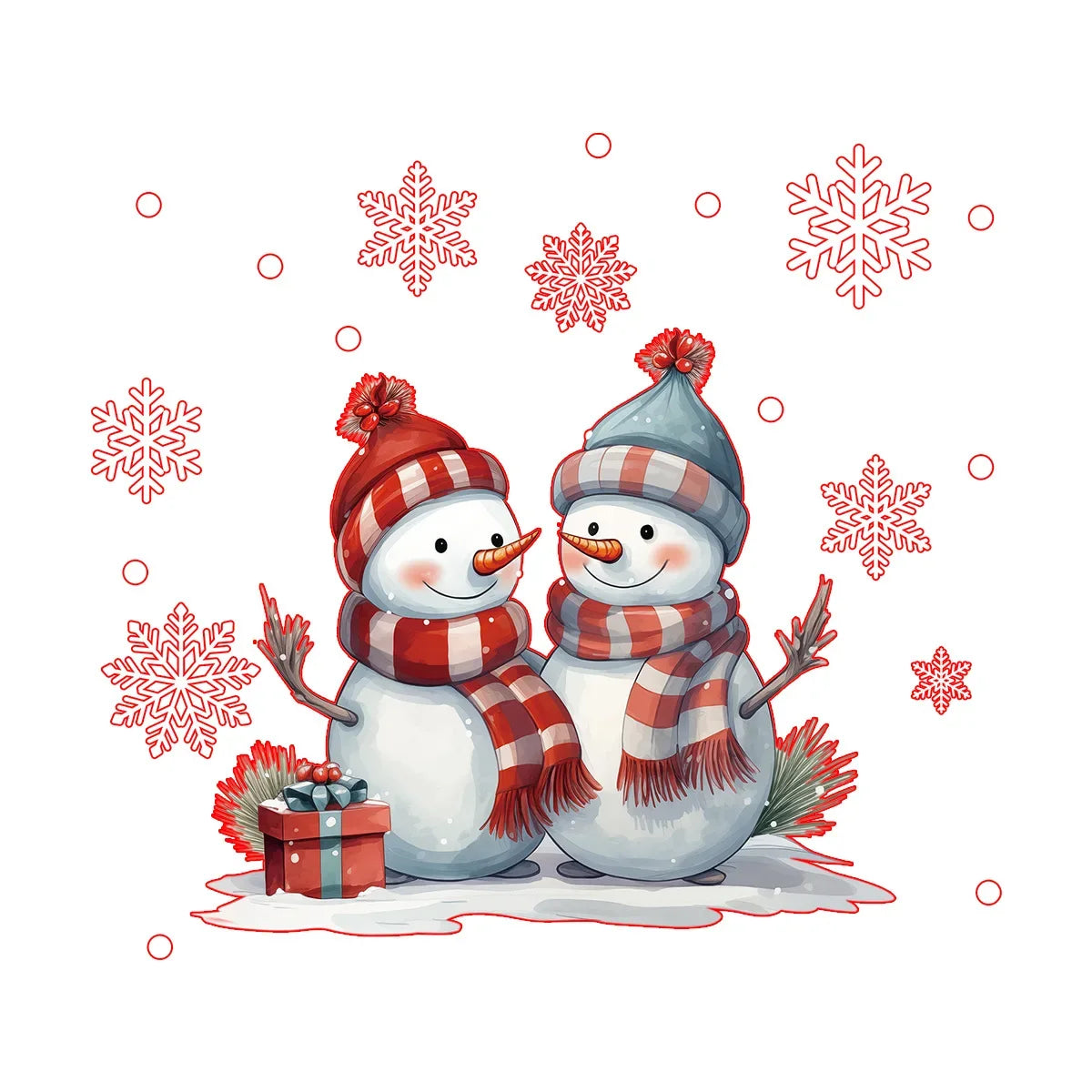 New Year 2026 Window Stickers - Cartoon Snowman & Snowflakes Self-Adhesive Christmas Decals