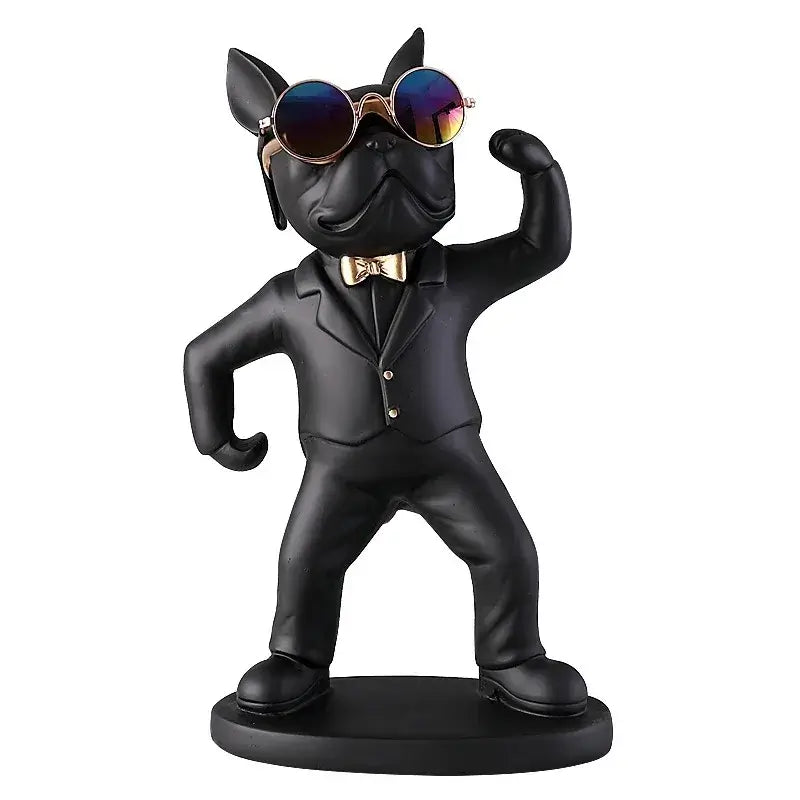 French Bulldog wine glass holder dressed in a suit and sunglasses, perfect decorative wine accessory.
