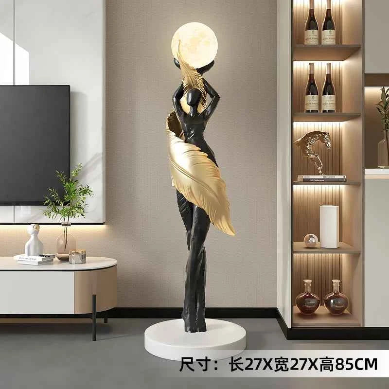 Home Decor Abstract Girl Statues Floor Decor Living Room Large Welcome Sculptures Artistic Ornaments Housewarming Gift Figurines