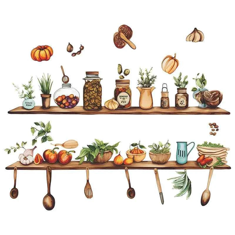 Creative Kitchen Appliances Shelving Dining Room Kitchen Background Wall Decor Beautifying Home Improvement Wall Stickers