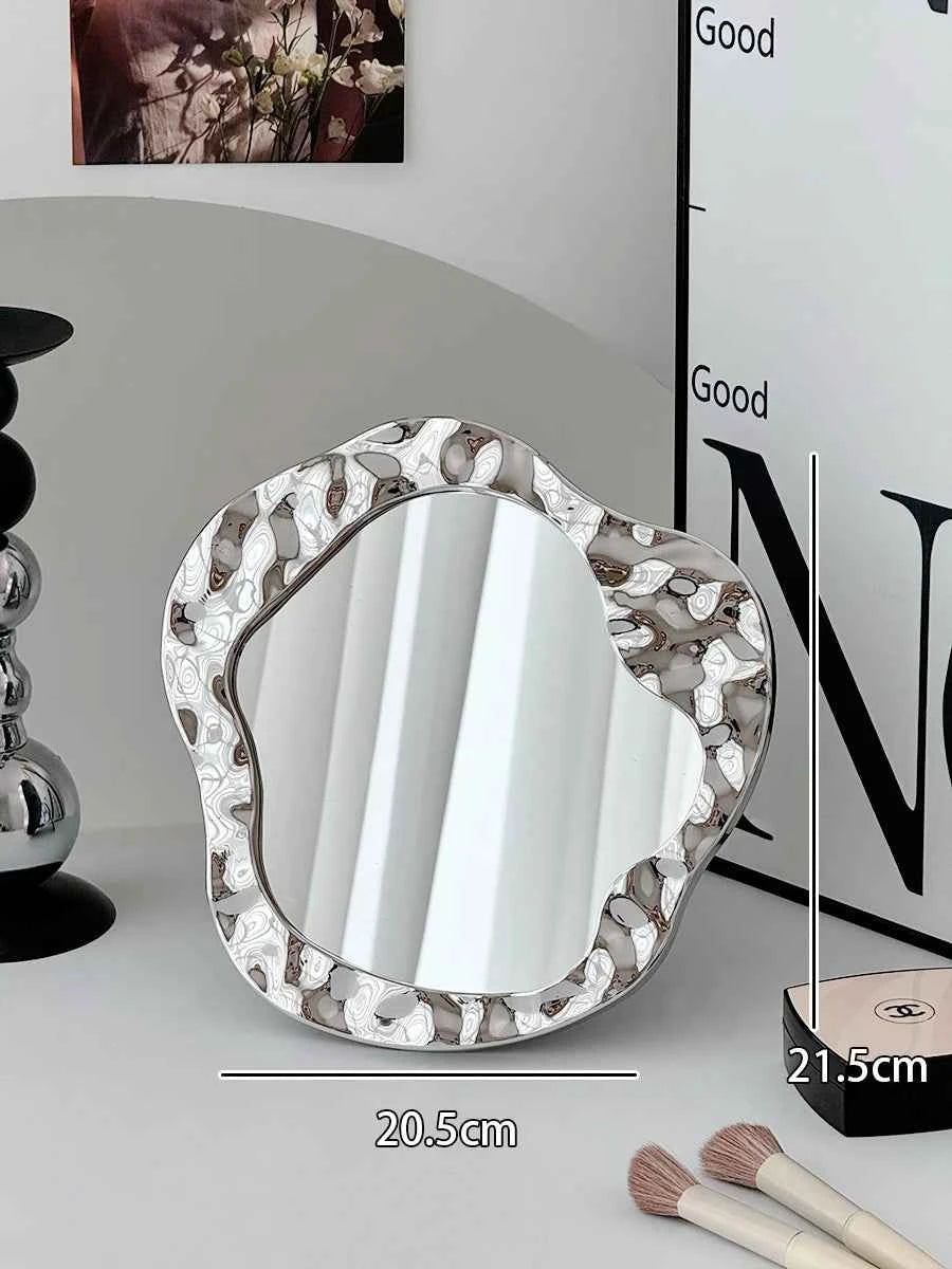 Bathroom Handled Mirror Vanity Women Design Portable Mirror Small Dorm Espejo Maquillaje Luz Home Decoration Accessories