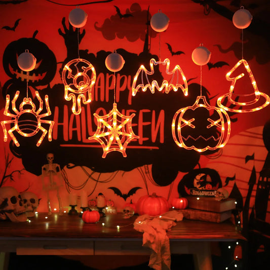 Halloween LED Lights - Battery-Powered | Bat/Ghost Eye Patterns | Durable Hanging Ornament for Room/Living Room Festive Decor