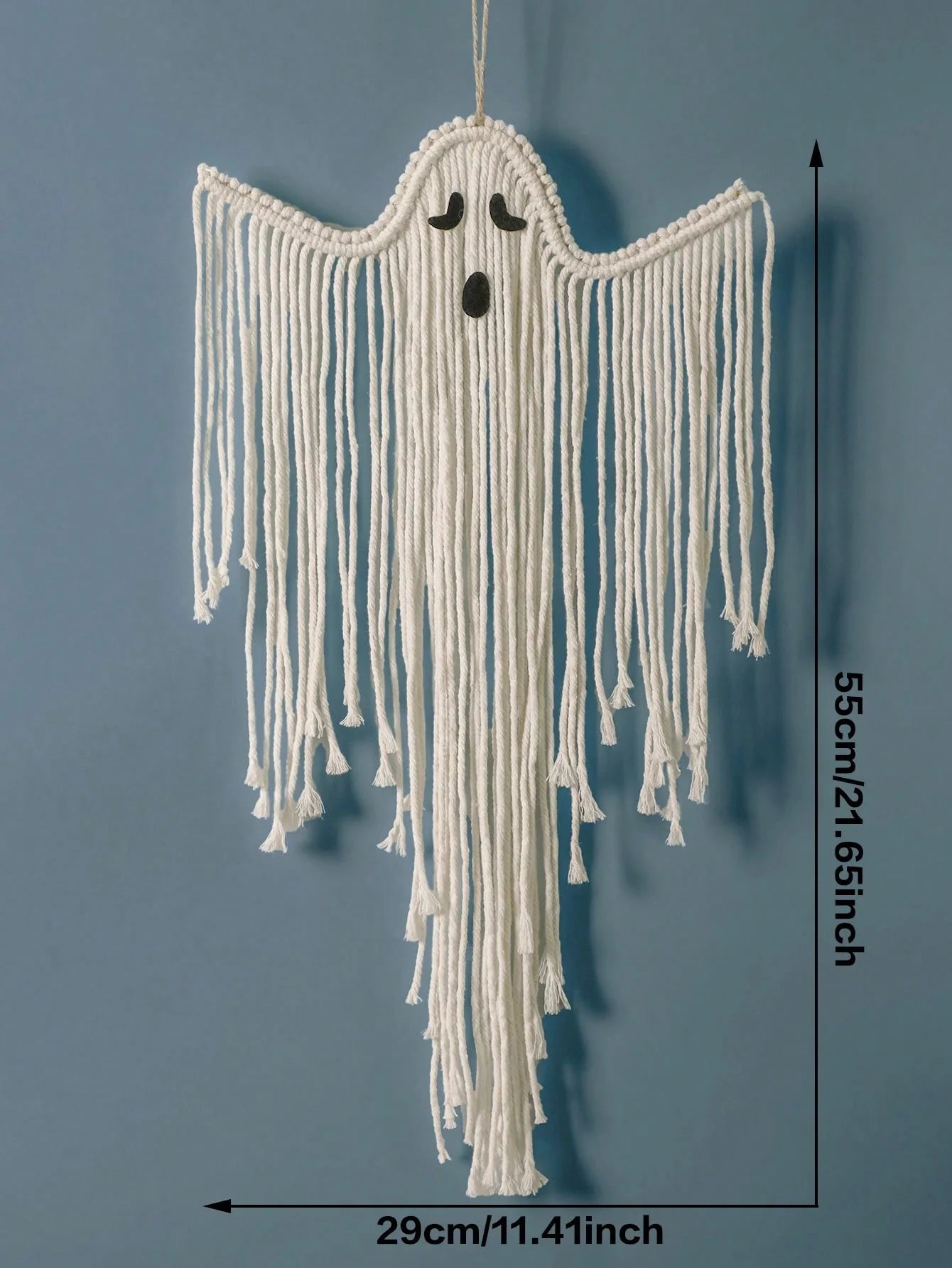 Halloween Ghost Wall Hanging Decor, Macrame Fringe Spooky Ghost Ornaments, for Home, Living Room, Fireplace, Haunted House Decor
