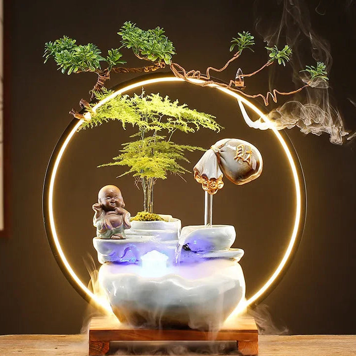 New Chinese style Zhaocai water ornaments circulating water humidifier living room office desktop atomizing wealth opening gifts