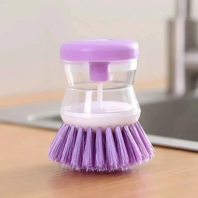 Dish Brush with Soap Dispenser - Press-to-Release Kitchen Cleaning Tool