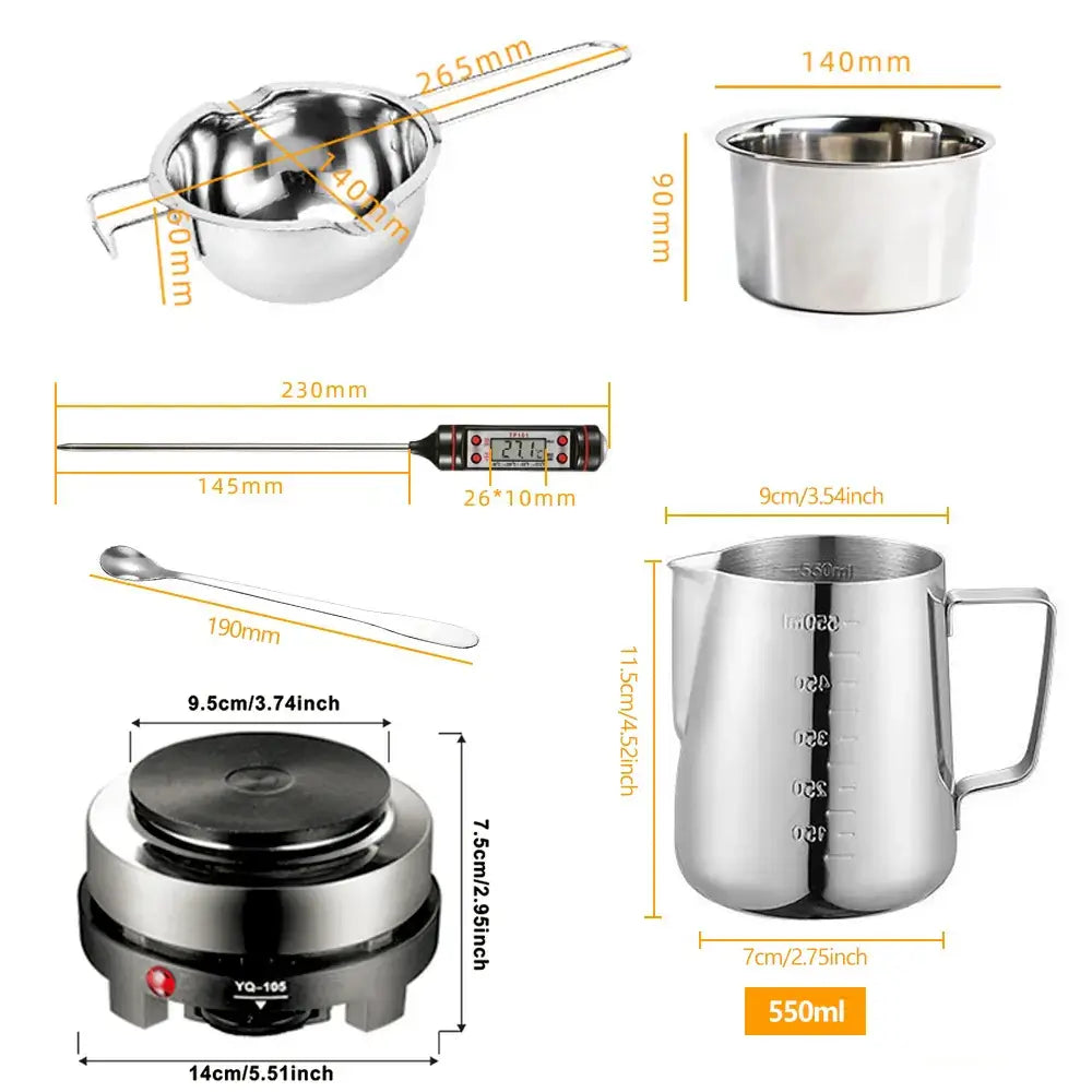 DIY Scented Candle Making Kit - Complete Tool Set with Wax Pot & Melting Plate