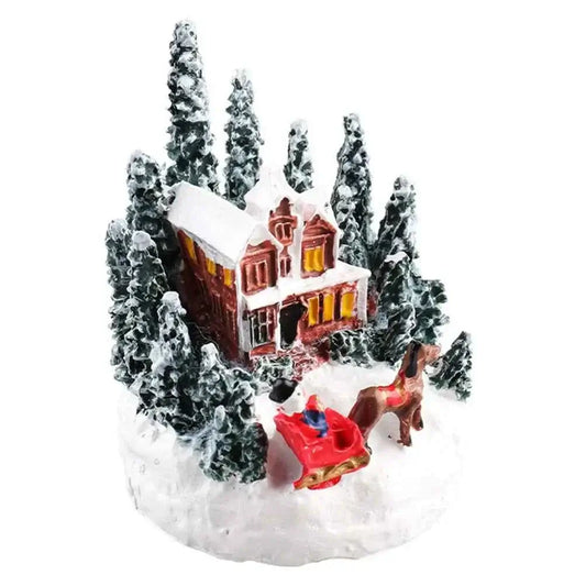 Lighted Christmas Village House - Miniature Figurine Centerpiece for Dining Table & Xmas Party Decor