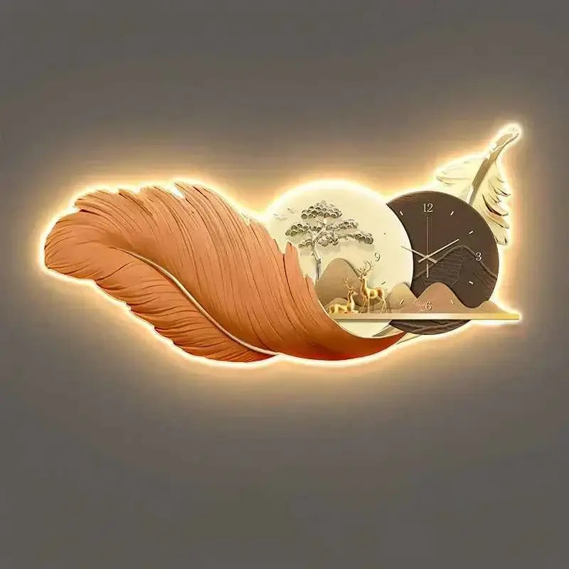 Modern Feather Wall Decor Deer Living Room Luxury Wall Accents Coffee Bar Art Home Mural Elegant Room Ornaments Accessories