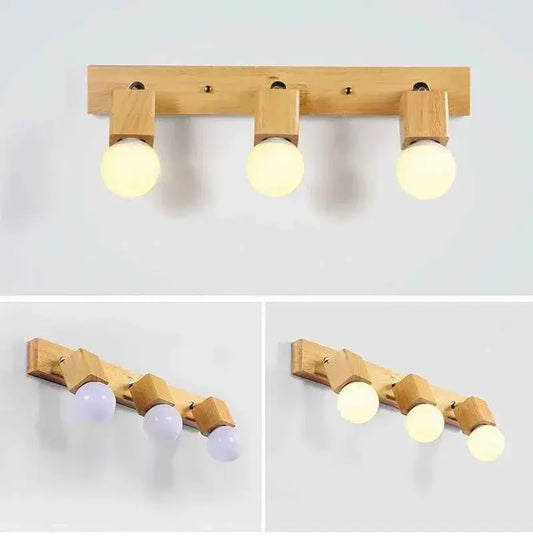 Modern Natural Wood Wall Lamp - LED Mirror Front Light for Bathroom & Bedroom