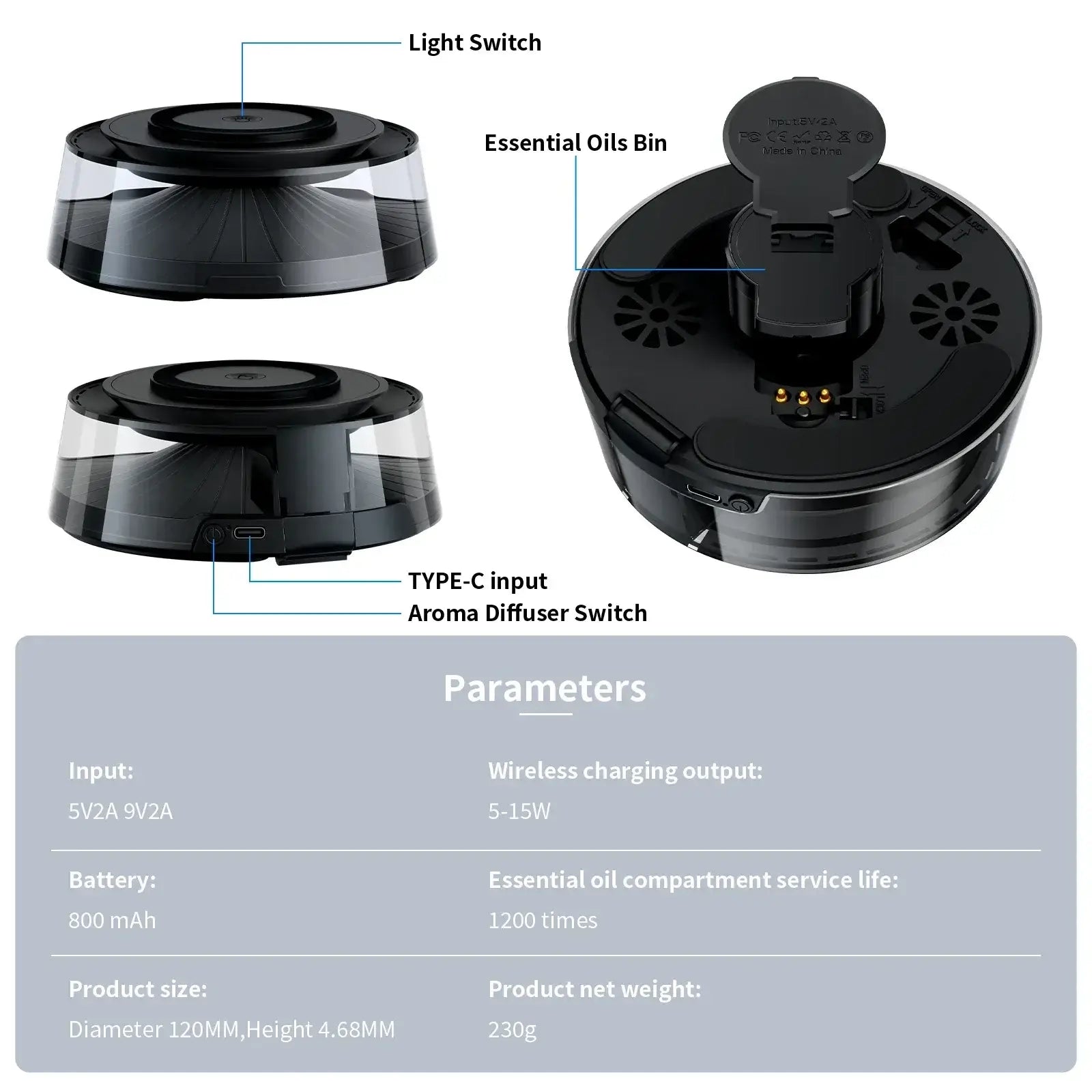 2025 Smart Aromatherapy Diffuser with Wireless Charging & Ambient Lighting