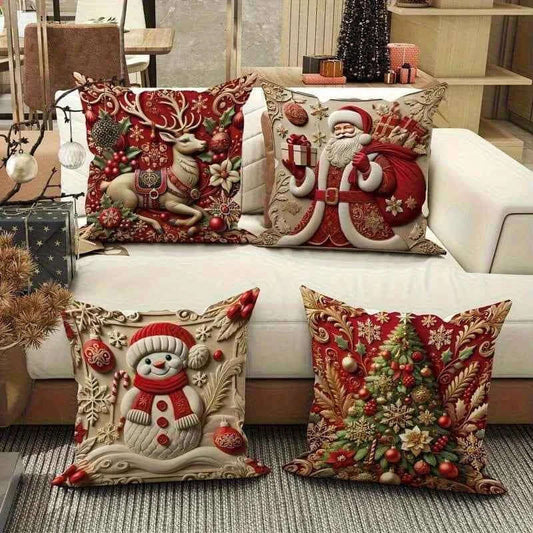 2D Christmas Pillow Cover - Santa Claus Xmas Party Decoration for Holiday Home Decor 2025-2026