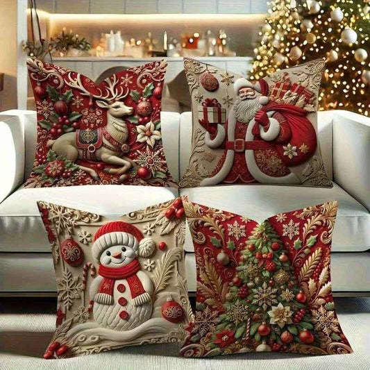 2D Christmas Pillow Cover - Santa Claus Xmas Party Decoration for Holiday Home Decor 2025-2026