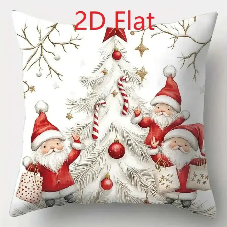2D Christmas Pillow Cover - Santa Claus Xmas Party Decoration for Holiday Home Decor 2025-2026