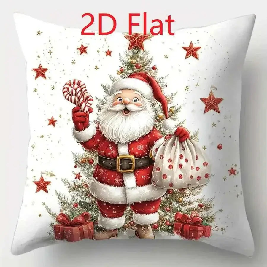 2D Christmas Pillow Cover - Santa Claus Xmas Party Decoration for Holiday Home Decor 2025-2026