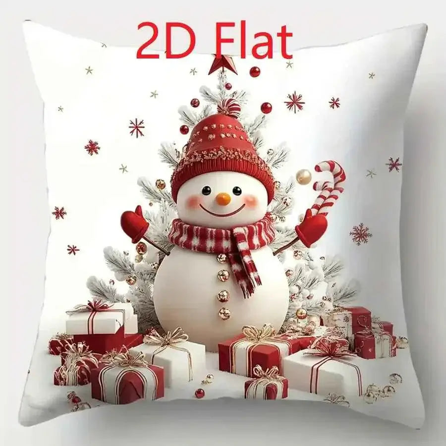 2D Christmas Pillow Cover - Santa Claus Xmas Party Decoration for Holiday Home Decor 2025-2026