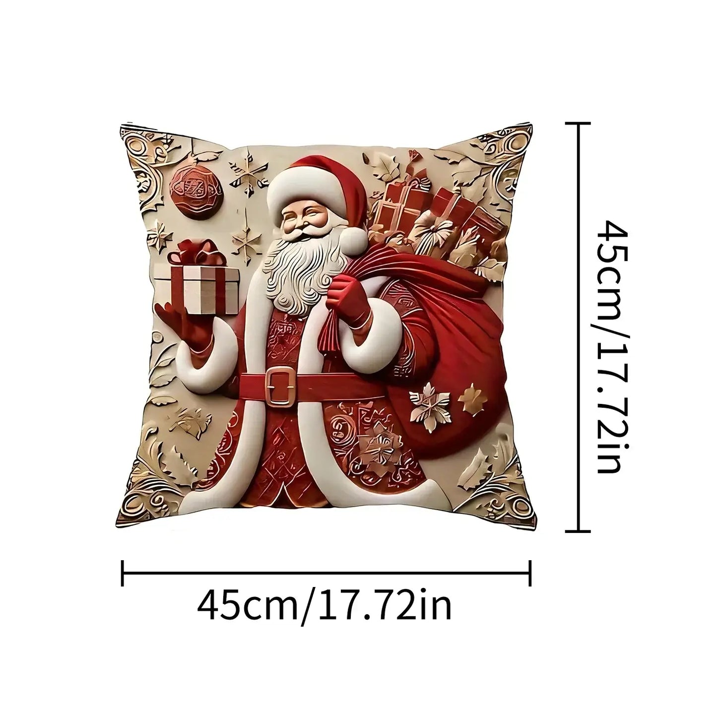 2D Christmas Pillow Cover - Santa Claus Xmas Party Decoration for Holiday Home Decor 2025-2026