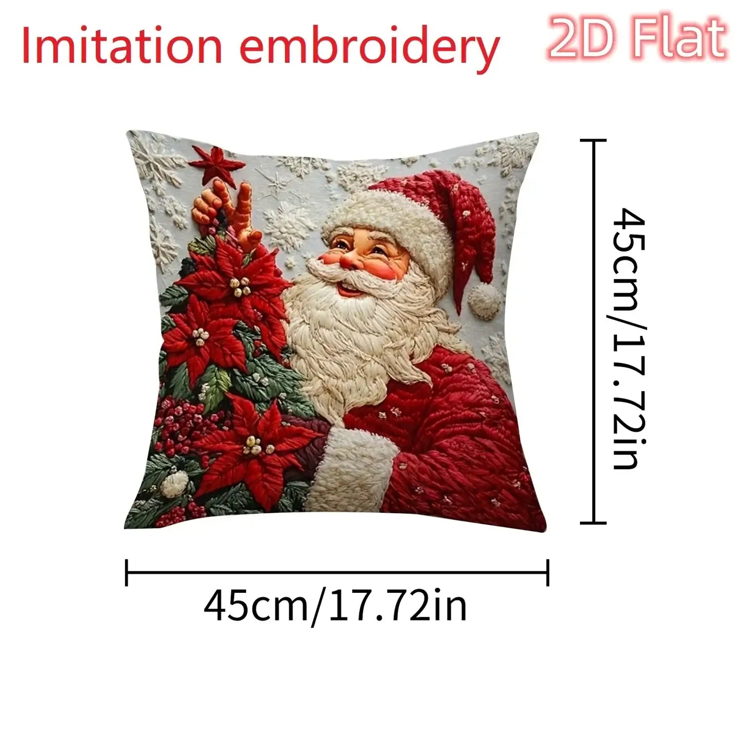 2D Christmas Pillow Cover - Santa Claus Xmas Party Decoration for Holiday Home Decor 2025-2026