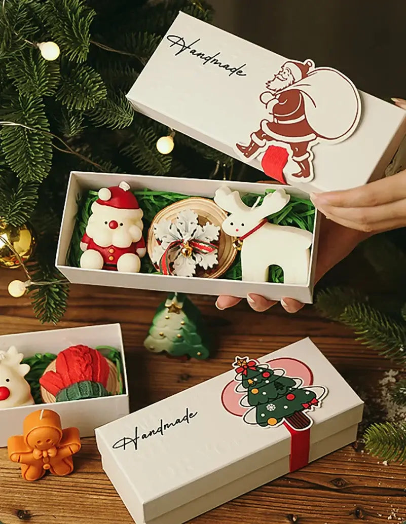 3-Piece Christmas Scented Candle Gift Set - Handmade Santa, Snowman & Elk Aromatherapy Candles for Holiday Decor