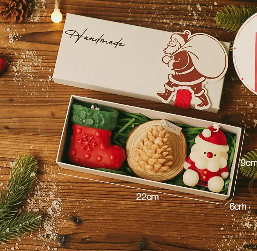 3-Piece Christmas Scented Candle Gift Set - Handmade Santa, Snowman & Elk Aromatherapy Candles for Holiday Decor