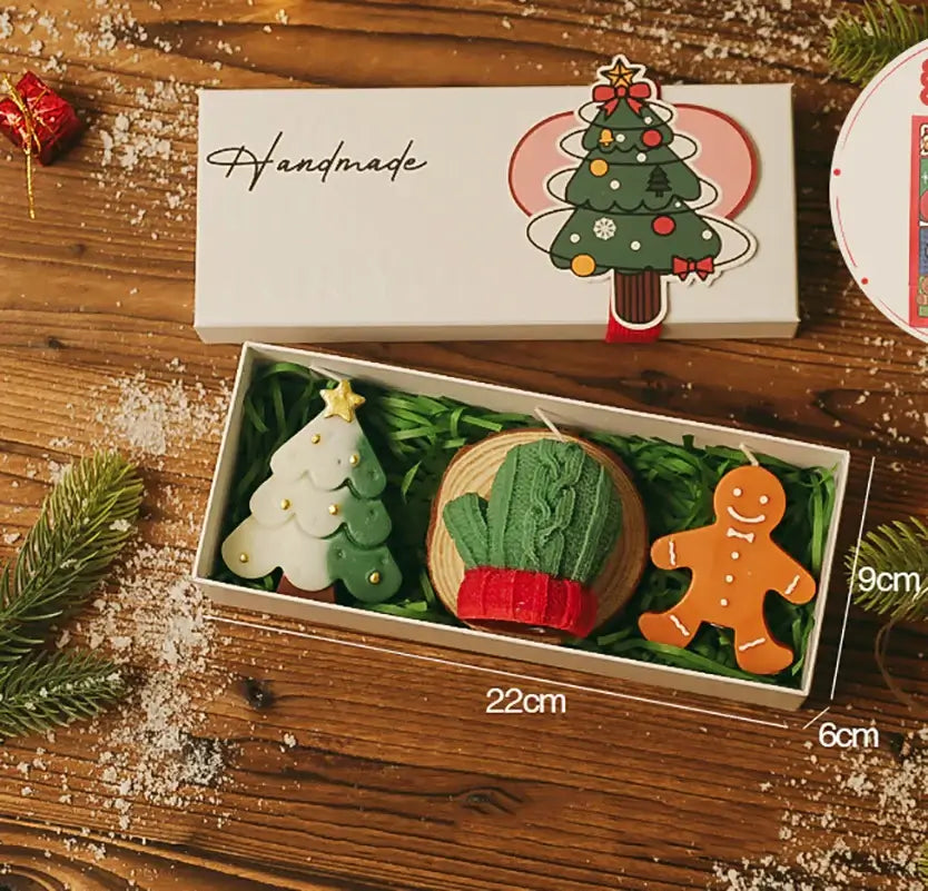 3-Piece Christmas Scented Candle Gift Set - Handmade Santa, Snowman & Elk Aromatherapy Candles for Holiday Decor