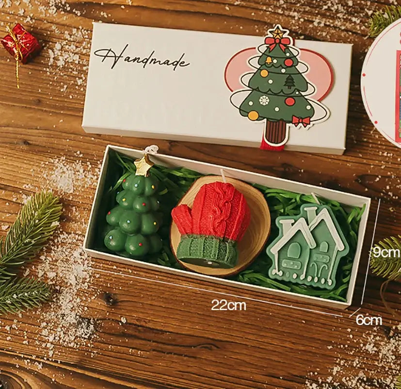 3-Piece Christmas Scented Candle Gift Set - Handmade Santa, Snowman & Elk Aromatherapy Candles for Holiday Decor