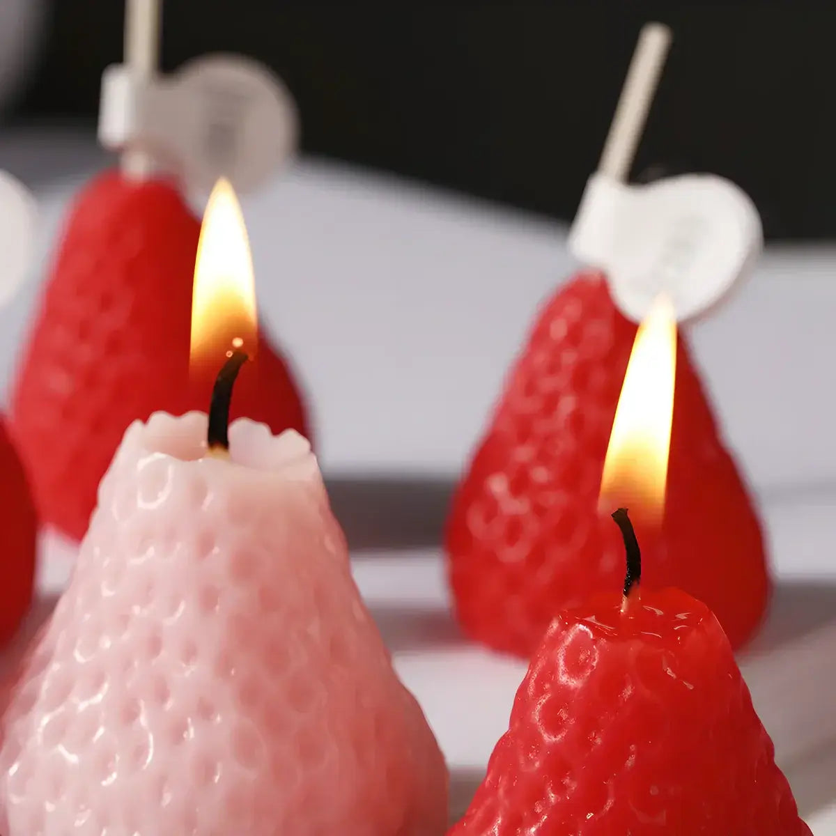 4pcs Strawberry-Shaped Scented Candles - Miniature Fruit Aromatherapy Candles