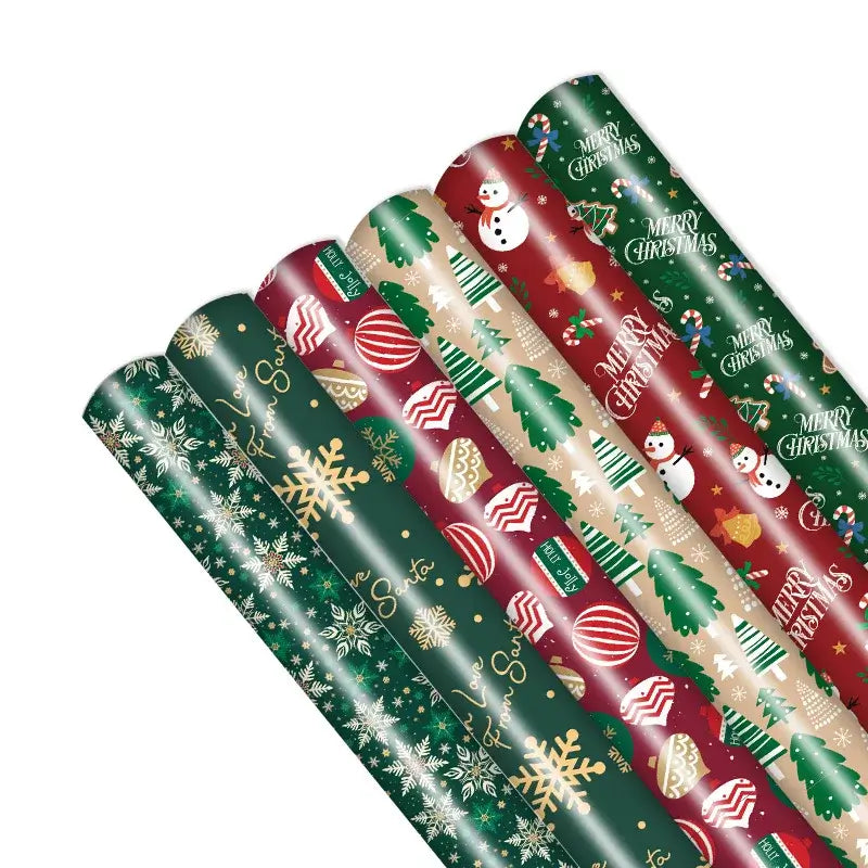 6-Piece Christmas Wrapping Paper Sheets 50x70cm - Red & Green Xmas Gift Wrap for Holiday Presents