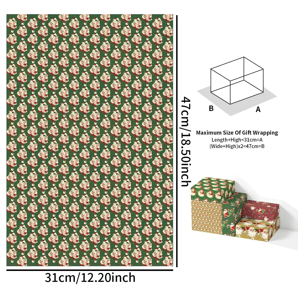 6-Piece Vintage Christmas Gift Wrapping Paper - Santa Claus & Snowman Design for Xmas Party Decor