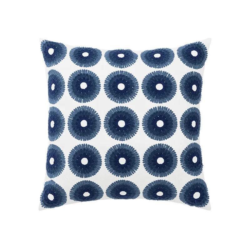 Blauwe Bloem Geometrische Kussenhoes