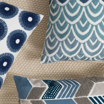 Blauwe Bloem Geometrische Kussenhoes