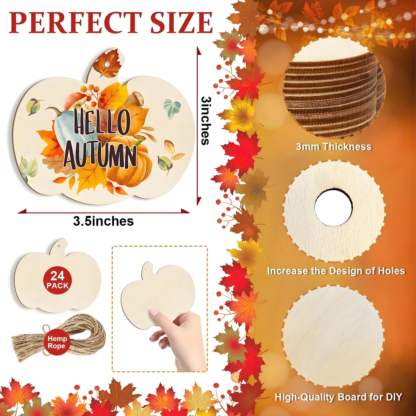 Halloween New Wooden Pumpkin Hollow Cutting Wood Chips Handmade DIY Painting Harvest Festival Hanging Decoration