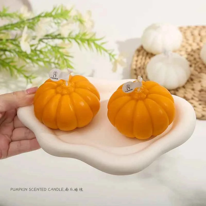 Halloween Pumpkin Scented Candle Realistic Decorative Gift for Girls Birthday Party Favors Cake Decoration Candles