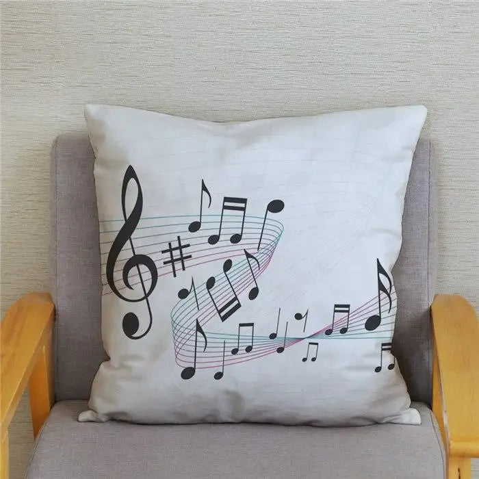 Kussenhoes met Cartoon Muziekprint