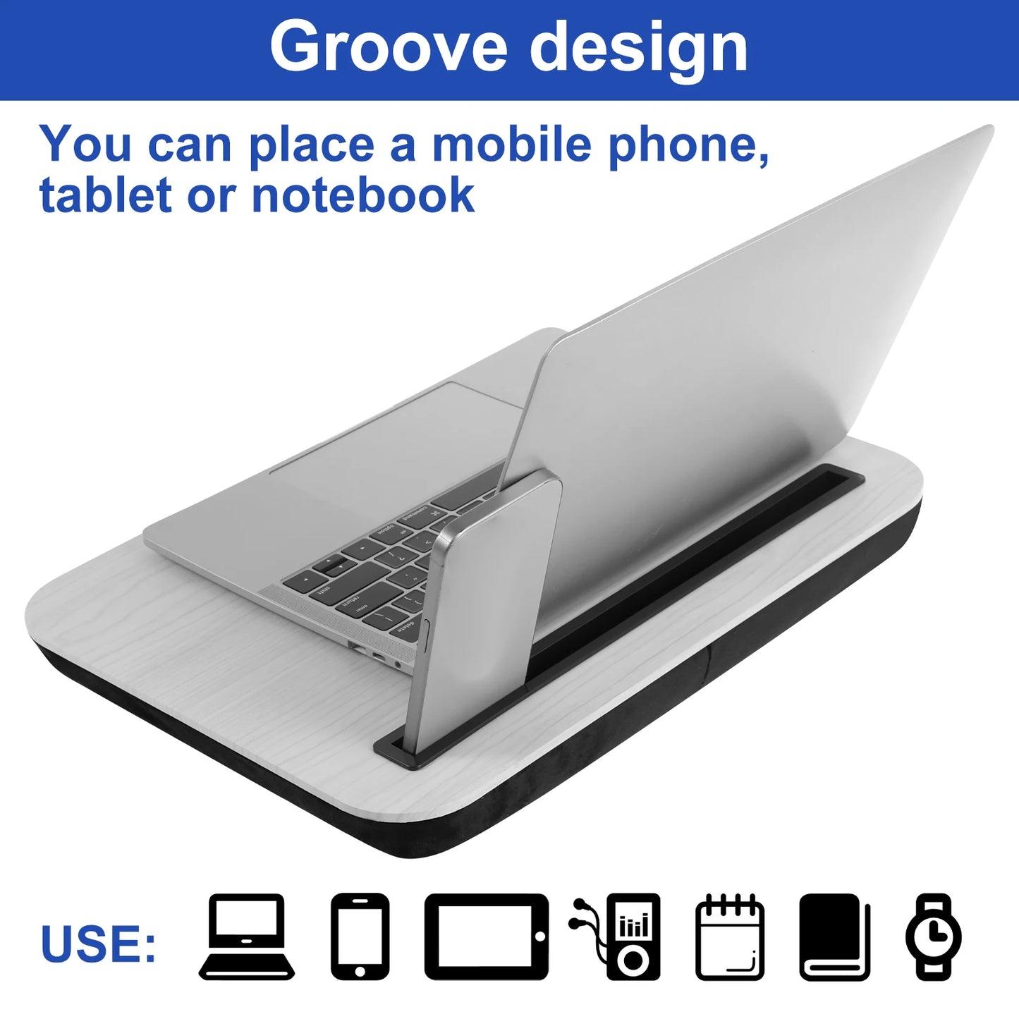 Portable Lap Desk with Tablet Slot - Cushioned Laptop Tray for Bed & Sofa