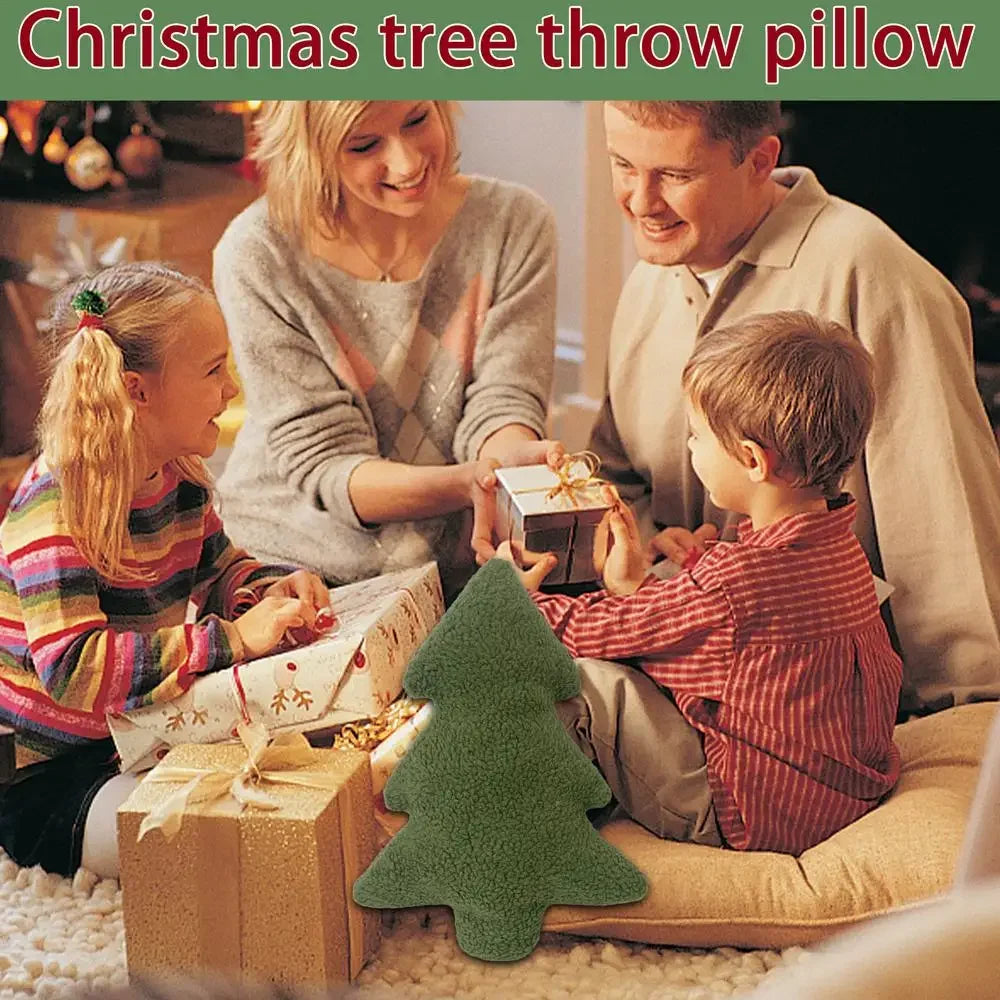 Christmas Tree Plush Pillow - Cute Soft Xmas Stuffed Throw Cushion for Sofa & Home Party Decor