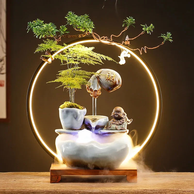 New Chinese style Zhaocai water ornaments circulating water humidifier living room office desktop atomizing wealth opening gifts