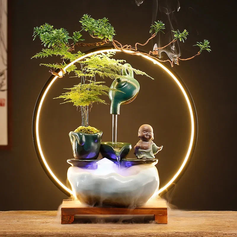 New Chinese style Zhaocai water ornaments circulating water humidifier living room office desktop atomizing wealth opening gifts