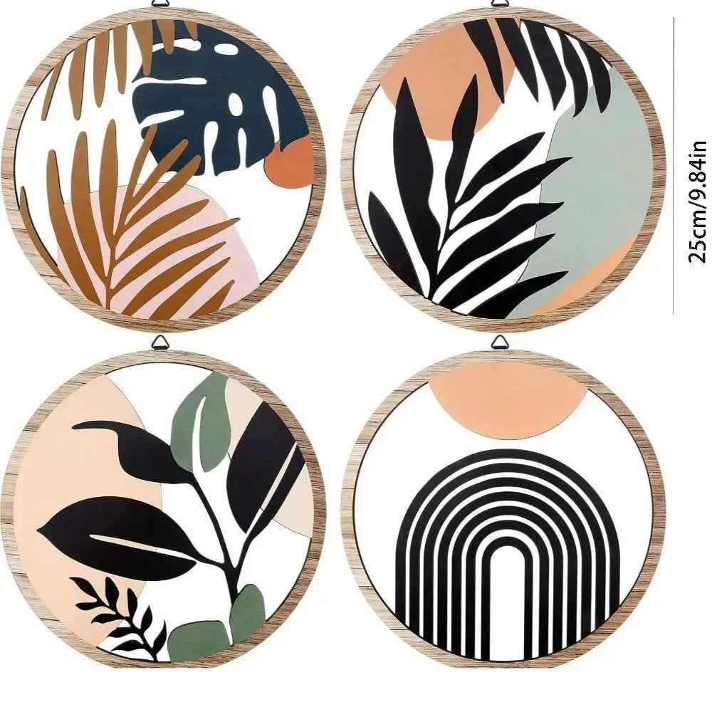 3/4pcs Home Decor Wooden Wall Decoration Cartoon Creative Wall Hanging Exquisite Art Background Pendant Gift