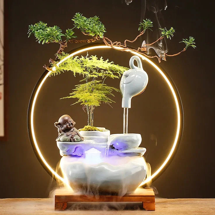 New Chinese style Zhaocai water ornaments circulating water humidifier living room office desktop atomizing wealth opening gifts