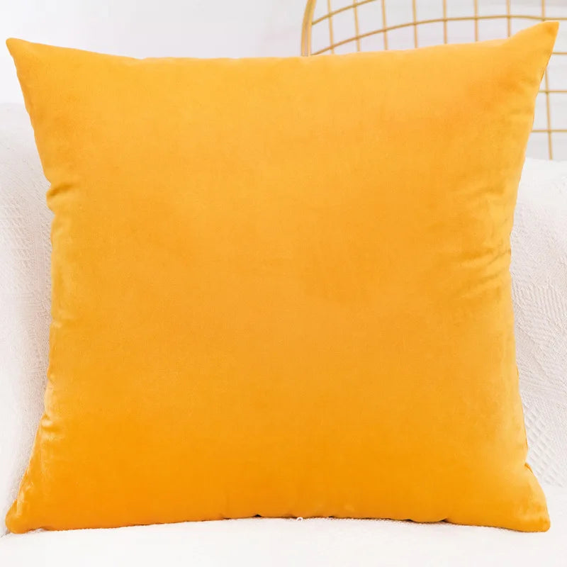 Velvet Throw Pillow Cover - Decorative Square Cushion Case for Sofa & Bedroom