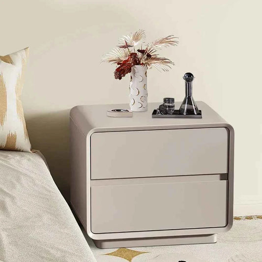 Minimalist Wood Nightstand with Storage Drawers - Modern Bedroom Furniture