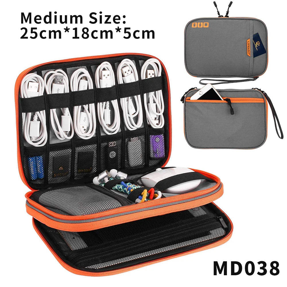 Cable Storage Bag Travel Electronics Organizer Portable Digital Gadget Storage Carry Case For Ipad Power Bank USB Charger Pouch