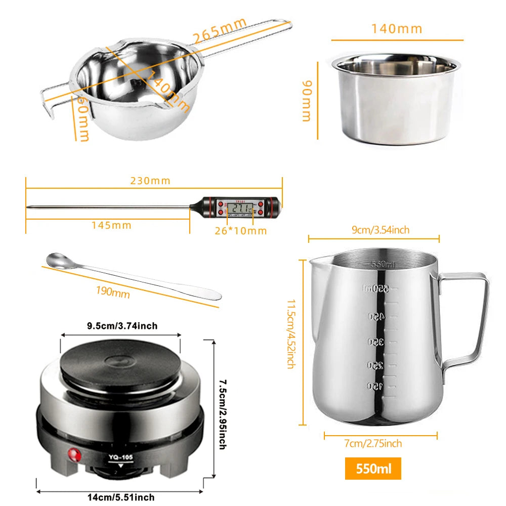 DIY Scented Candle Making Kit - Complete Tool Set with Wax Pot & Melting Plate