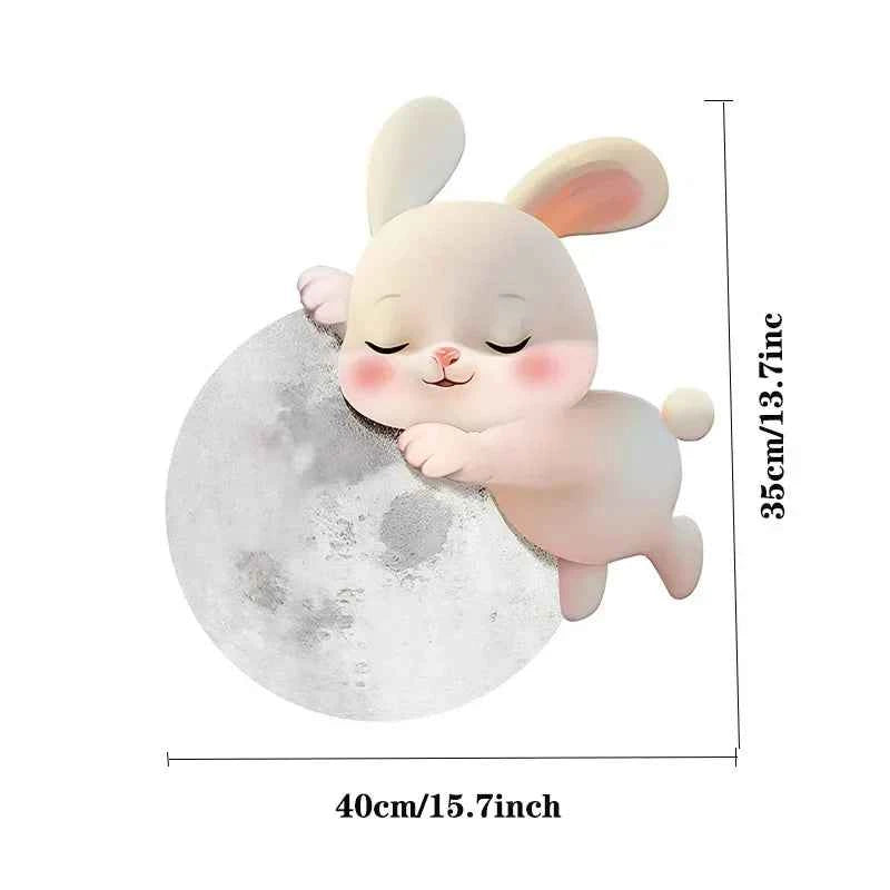 Cartoon Modern Bedroom Decoration Painting Rabbit Main Bedroom Room Headboard Background Wall Hanging Painting Led Light Mural