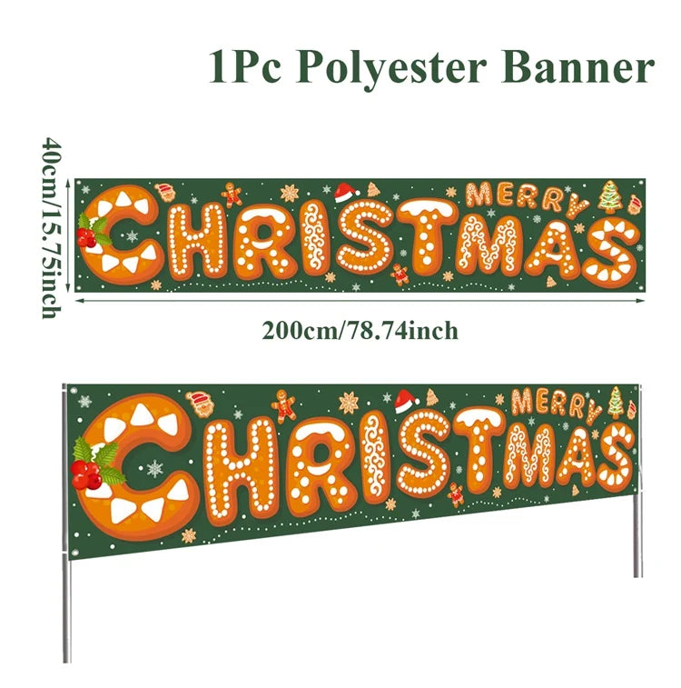 Merry Christmas Outdoor Banner - Home Decoration for Xmas 2025 & New Year 2026 Celebrations