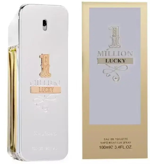 luxury men's eau de parfum 1 Million Lucky bottle and box packaging, sophisticated masculine fragrance