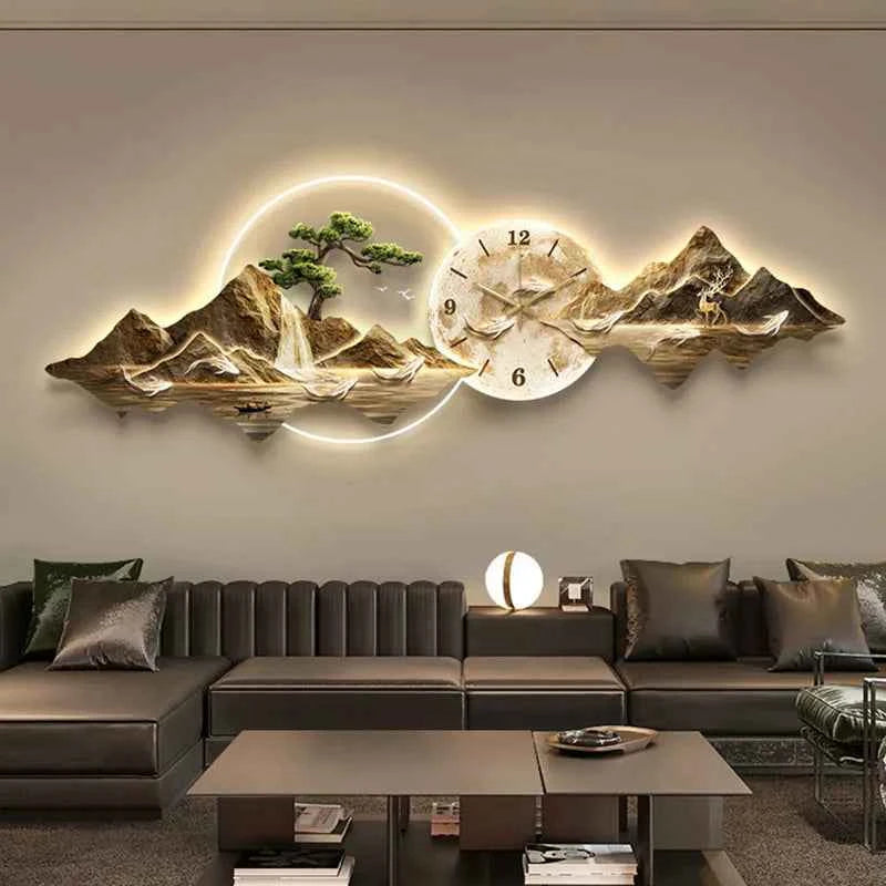 Living Room Wall Clocks Art Mural Luxury Large Aesthetic Modern Wall Watch Creative Large Silent Reloj De Pared Home Decoration