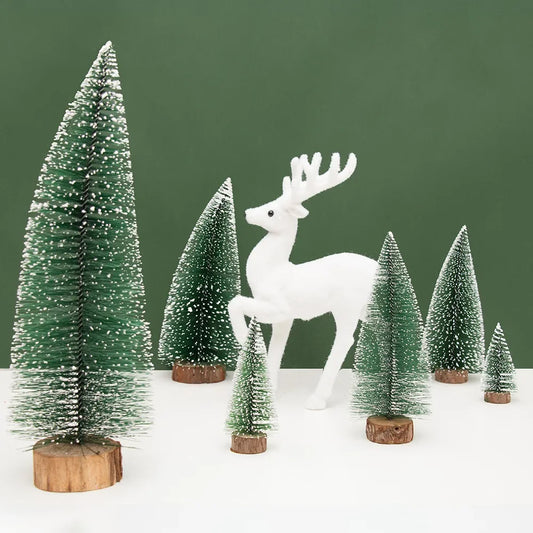 Mini Snow-Covered Christmas Tree - DIY Pine Ornament for Xmas Party & Winter Home Decor