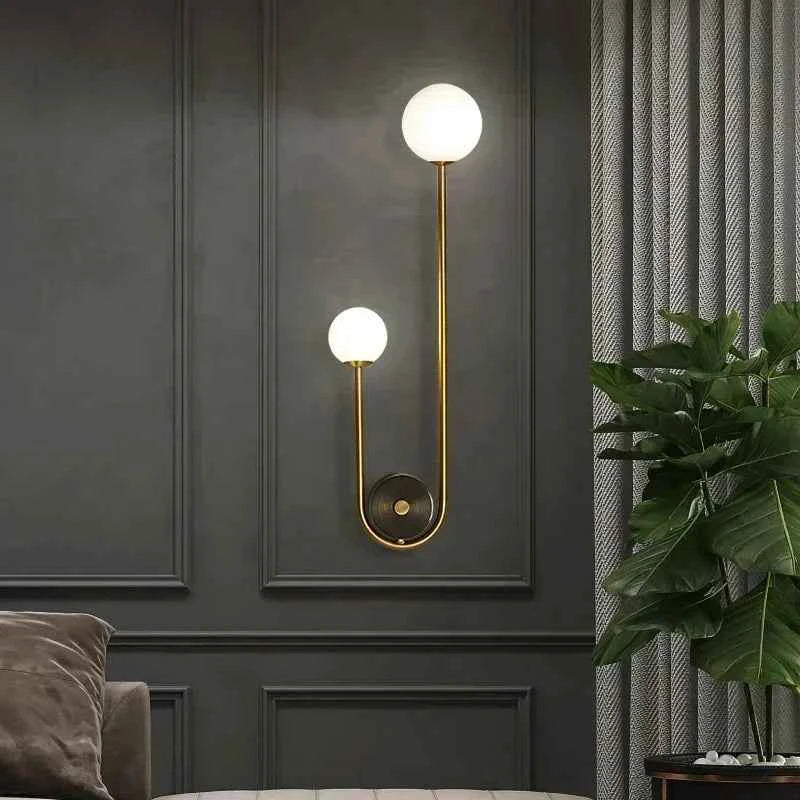 Modern Gold LED Wall Light - Glass Ball Bedside Sconce Lamp